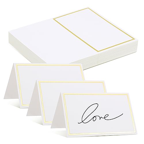 MAGICLULU 40 Stück Blanko Tischkärtchen mit Goldfarbenem Dicke Tischkarten für Hochzeit Bankett Party Beschriftbare Platzkarten für Festliche Tischdekoration MAGICLULU 40 Stück Blanko Tischkärtchen mit Goldfarbenem Dicke Tischkarten für Hochzeit Bankett Party Beschriftbare Platzkarten für Festliche Tischdekoration von MAGICLULU
