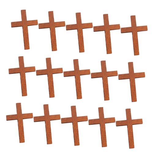 MAGICLULU 40 Stück Mini Holz Kreuz Anhänger für DIY Schmuck und Bastelprojekte Braune Kreuz Deko für Halloween Kreative Handwerksideen und Einzigartige Schmuckstücke von MAGICLULU