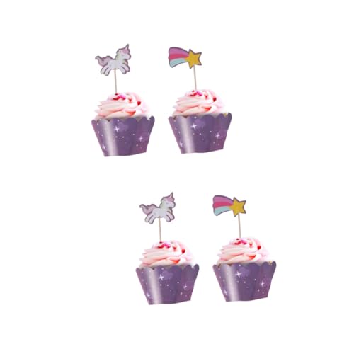 MAGICLULU 48 Stk Cupcakes Regenbogen Pick Geschenkpapier für Mädchen Cupcake-Topper Kristallstab Dekor kuchen Cupcake-Auswahl Einhorn-Topper Pappbecher schmücken Randbereich Zylinder von MAGICLULU
