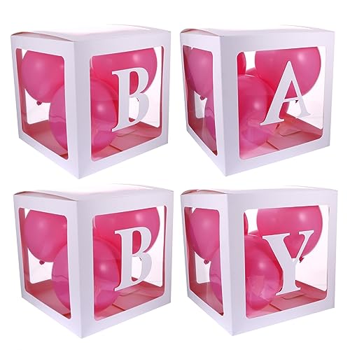 MAGICLULU 4Er-Packung Vorschlag Ballonbox -Dusche-Boxen Party Prinzessin Ballons Fall Klare Hülle für Luftballons Papier Rosa von MAGICLULU