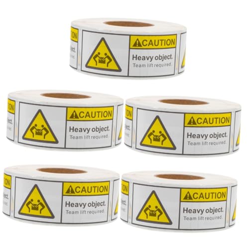 MAGICLULU 5 Rollen Aufkleber Für Übergewicht Stark Ziehen Um Verpackung Pakete Vorsicht, Schwere Aufkleber Für Den Versand Umzugskartons Versandetikett Aufkleber Beschriftungen von MAGICLULU