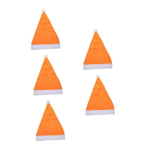 MAGICLULU 5 Stck Orange Weihnachtsmütze Santa Claus Hat aus Weichem Plüsch Festlicher Kostümprop für Erwachsene für Xmas Dekoration Karneval und Partys Komfortabel und Langlebig von MAGICLULU