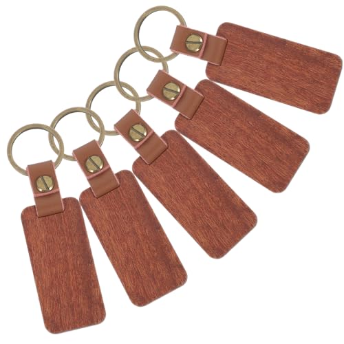 MAGICLULU 5 Stück Holz Schlüsselanhänger Rechteckige Schlüsselringe Blanko für DIY Gravur Robuste Holz Schlüsselketten für Schlüssel Taschen und Dekoration von MAGICLULU