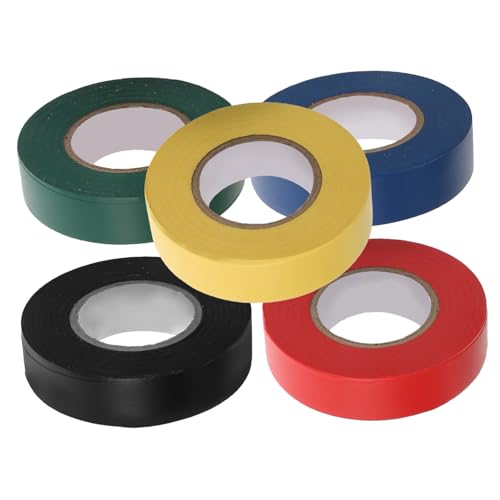 MAGICLULU 5 Stück Isolierband Streifen Weiß Schwarz Ziehen Um Drum-stick-tape Klebrig Blau Vinyl Hitze Klebeband Elektrisches Band Für Klempner Flammschutzband Drahtband Pvc von MAGICLULU