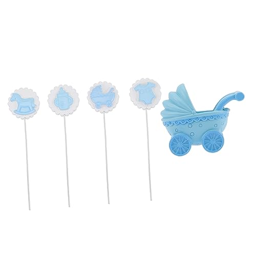 MAGICLULU 5 Stück Kuchenfahnen geburtstagsdeko kindergeburtstags dekoration Geburtstag Cupcake Party-Kuchen- essbar Oh kinderwagen kuchen Geburtstagstorte Topper Harz Blue von MAGICLULU