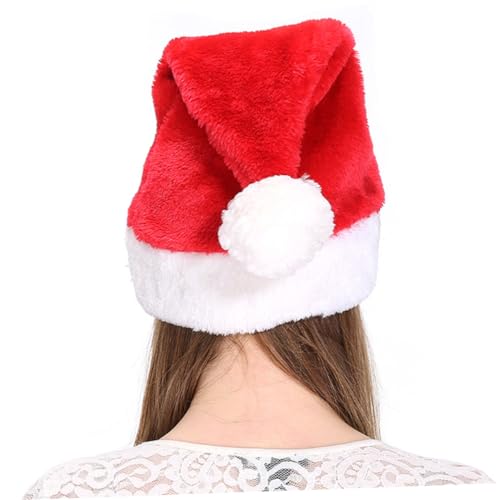 MAGICLULU 5 Stück Teiliges Plüsch Weihnachtsmützen Dicke Warme Weihnachtsmütze für Erwachsene und Weiche Santa Claus Kappe Klassische Xmas Hut Dekoration für Festtage von MAGICLULU