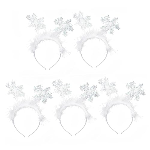 MAGICLULU 5 Stück Weihnachts Schneeflocken Haarreif Feste Haarschmuck für Weihnachten Party und Festliche Anlässe Leicht und Langlebig für Kreative Dekorationen von MAGICLULU