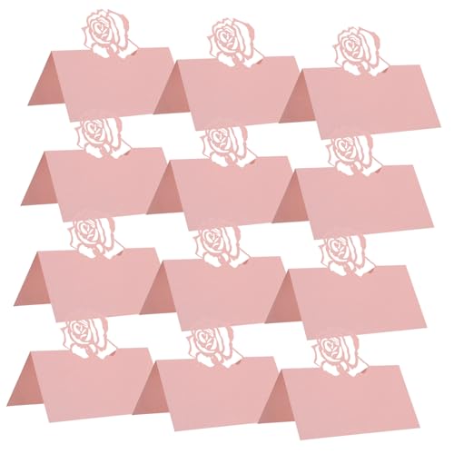 MAGICLULU 50 Stück Valentinstag Tischkarten mit Rosen Design Lasergravierte Hohle Namenskarten für Hochzeit Bankett Party Beschreibbare Sitzkarten für Große Feiern von MAGICLULU