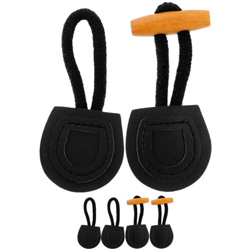 MAGICLULU 6 Paar Vintage Leder Horn Mantelknöpfe Leder Aufnähknebel Verschlussknopf Holzknebel Hornknopf Für Kleidung Mantel Jacke Pullover (Schwarz) von MAGICLULU