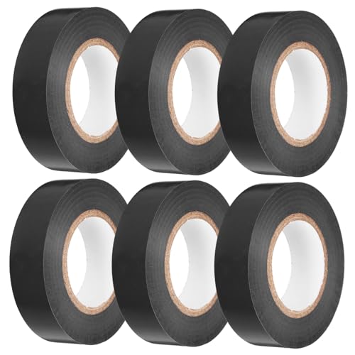 MAGICLULU 6 Rollen Wasserdichtes Isolierband Schwarzes Band Klebeband Streifen Verdrahtungsband elektrisches Isolierband Drahtband Hochtemperaturbänder elektrisches Band Isolierbänder PVC von MAGICLULU