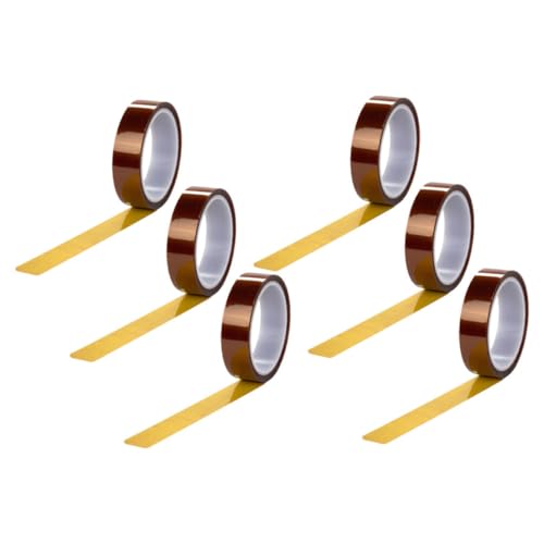 MAGICLULU 6 Rollen hitzebeständiges Klebeband Wärmeübertragungsbänder Wärmeübertragungsband für Sublimation Vinyl hitzebeständiges Hochtemperaturband Hitzebeständiges Transferband Polyimid von MAGICLULU