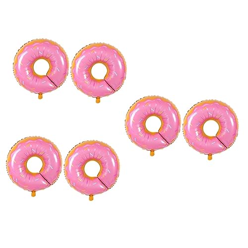 MAGICLULU 6 Stck Folienballons Donut Partydekorationen für Geburtstag Hochzeit Mädchen Automatische Selbstversiegelung Aluminiumfolie Vielseitig Verwendbar Festlich von MAGICLULU