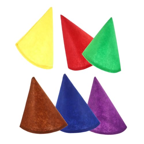 MAGICLULU 6 Stück Bunte Kegelhüte Weihnachtszubehör Weihnachtswichtel Kostümhüte Geburtstagspartyhüte Für Filzwichtelhüte Zwergenkostümhut Bunte Filzhüte Filzgeburtstagshut von MAGICLULU