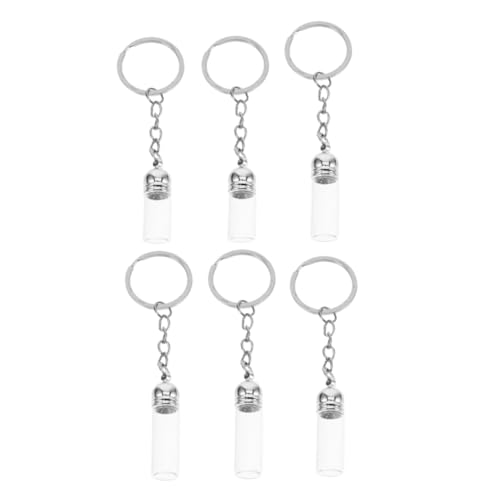 MAGICLULU 6 Stück Glasflaschen Schlüsselanhänger für Ätherische Öle Transparentes Design Praktische Aufbewahrung Reisefreundlich Elegant und Robust für Duftöle und von MAGICLULU
