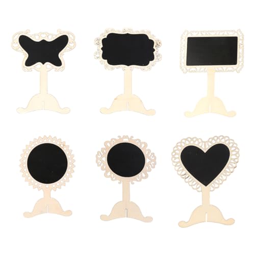 MAGICLULU 6 Stück Holzhalkplatten Mini Kreidetafel Für Mit Ständer Party Staffelei Kreidebretter Staffelei Stand Schwarzes Brett Planke Black Zypresse von MAGICLULU