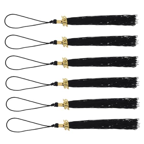 MAGICLULU 6 Stück Junggesellenhut Quaste Abschluss Hut Anhänger Mini -abschlussquasten 2025 Abschlussanhänger Für Cap Abschluss Vorhanden Foto-charm-quaste Für Absolventen Polyester Black von MAGICLULU