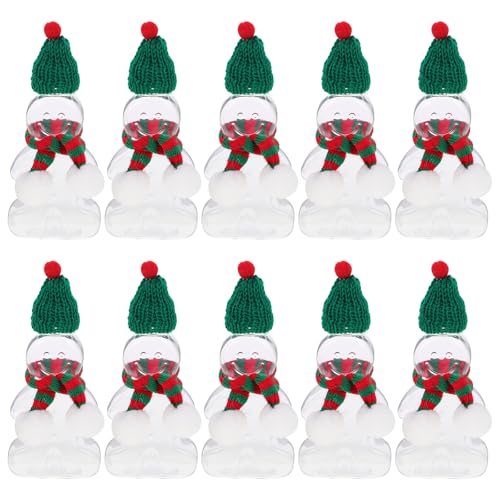 MAGICLULU 6 Stück Lebkuchenmann Flaschen aus Kunststoff Weihnachtssaftflaschen 200 Ml Klare Getränkeflaschen Mit Schals Hüten Für Getränke Süßigkeiten Grün Kunststoff von MAGICLULU