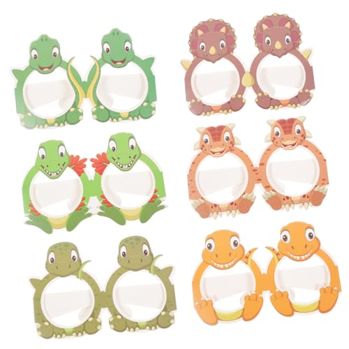 MAGICLULU 6 Stück Teiliges Dinosaurier Brillen Kindergeburtstag Partydeko Verstellbar Langlebig Sicher für Maskerade Karneval Cosplay Fotorequisiten als Gastgeschenk für Jungen Mädchen von MAGICLULU