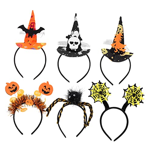 MAGICLULU 6 Stück Teiliges Halloween Haarreif mit Hexenhut Spinne und Leichter Kopfschmuck für Jugendliche für Party Karneval und Grusel Events von MAGICLULU