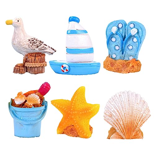 MAGICLULU 6 Stück Teiliges Maritimer Miniaturornamente Mediterrane Dekoration für Schreibtisch Strand Hochwertigem Harz für Fotografie und Mikro Landschaften von MAGICLULU