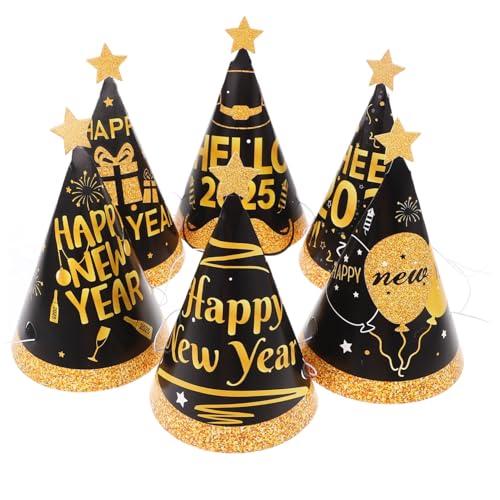MAGICLULU 6 Stück Teiliges Neujahrs Partyhut aus Leichtem Papier mit Elastischem Band Bunte Kegelhüte für Erwachsene Vielseitig Einsetzbar für Silvester Geburtstags und Karnevalspartys von MAGICLULU