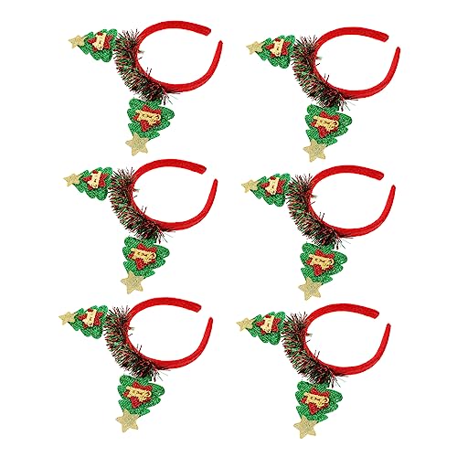 MAGICLULU 6 Stück Teiliges Weihnachtsbaum Haarreif für Frauen und Einstellbare Party Kopfbedeckung Festlicher Kopfschmuck für Weihnachtsfeiern Karneval und Maskerade von MAGICLULU