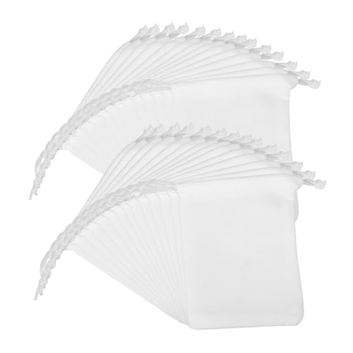 MAGICLULU 60 Stück Geschenkbeutel Aus Samt Schmuckbeutel Mit Kordelzug Süßigkeitentüten Für Die Hochzeit Tasche Für Partygeschenke Party-leckereien-taschen Zugbeutel Klein Weiß Stoff von MAGICLULU