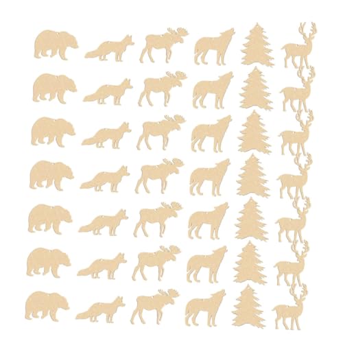 MAGICLULU 60 Stück Teiliges Holz Ausschnitte Tiere Unbearbeitet Diy Anhänger Dekoration für Kreative Holzfiguren für Partys und Bastelprojekte Robust und Vielseitig von MAGICLULU