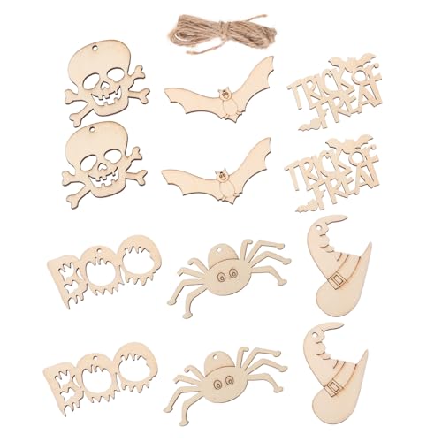 MAGICLULU 60Stücke Holz DIY Bastelausschnitte für Halloween Unbemalte Holzscheiben zum Verzieren für Geisterfeste und Bastelprojekte Vielseitig von MAGICLULU