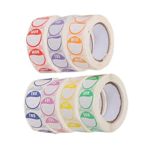 MAGICLULU 7 Rollen Wochentags Aufkleber Zeitmanagement Etiketten für Catering und Lebensmittelverpackung Abnehmbare Sticker für bis Lösung zur Bestandsverwaltung von MAGICLULU