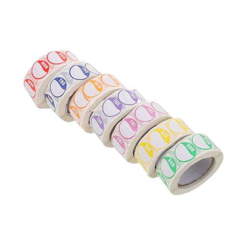 MAGICLULU 7 Rollen Zeitmanagementaufkleber Wochentag Datum Tage Geformt Klebrig Farbig Aufkleber Für Küchenetiketten Erste Dot -aufkleber Woche Aufkleber Beschichtetes Papier von MAGICLULU