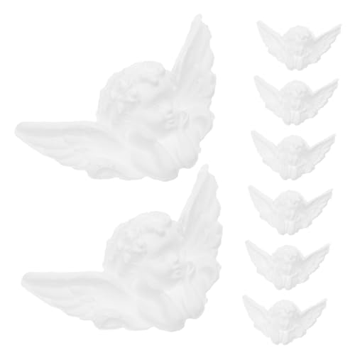 MAGICLULU 8 Stück Engelskopf Ornament Mini Statue Plüsch Badespielzeug Dynamo Engelsflügel Duschspiele Winzige Engelwindeln Engel Kuchenaufsatz Miniatur Engelsfigur Babyspielzeug von MAGICLULU
