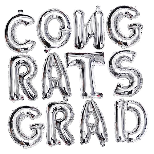 MAGICLULU Abschluss Aluminiumfolienballons Abschlussballons Silberne Folienballons Goldmetallische Ballons Dekorationen Luftballons Silver MAGICLULU Abschluss Aluminiumfolienballons Abschlussballons Silberne Folienballons Goldmetallische Ballons Dekorationen Luftballons Silver von MAGICLULU