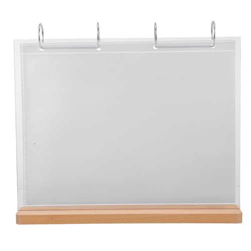 MAGICLULU Acryl Menühalter mit Holzbasis Doppelseitiger Tischaufsteller für Karten mit Fächern für Cafés Teeläden und Veranstaltungen von MAGICLULU