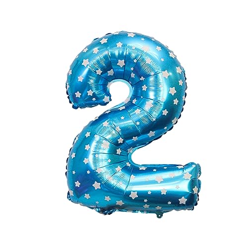 MAGICLULU Aluminiumfolien Zahlenballon Nr Partydeko für Geburtstag Hochzeit Blaues Druckdesign Folienballons für Festliche Anlässe und Veranstaltungen von MAGICLULU