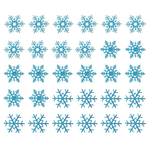 MAGICLULU Aufkleber 30 Stück Bunte Schneeflocken-Stoffflicken Weihnachtsschneeflocken-Nähflicken Schneeflocken-Aufnäher Zum Aufbügeln Applikationen Für Diy-Näh-Bastelprojekte (Blau) von MAGICLULU