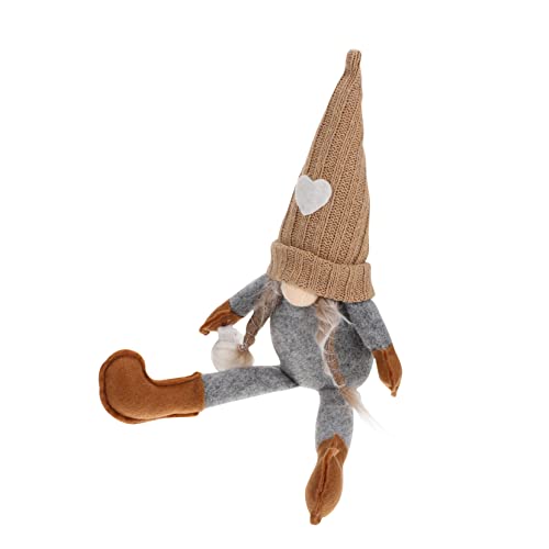 MAGICLULU Beinhängende Kaffee-Ornamente Ausgestopft Dekorationen Füllung Mini Puppe Drinnen Party Gefüllter Gnom Szenenlayout- Frühlingszwerg Zwerge Brown Stoff von MAGICLULU