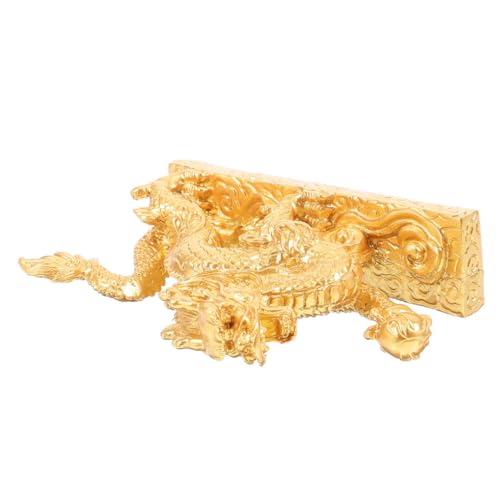 MAGICLULU Chinesische Drachentierstatuen Goldene Drachenfiguren Feng-Shui-drachenskulptur Mythische Tierfigur Fengshui-Ornament Jahr des 7c Harz Chinesisches Tierkreiszeichen Schreibtisch von MAGICLULU