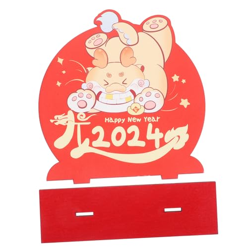 MAGICLULU Chinesische Neujahrsdekoration Holz Tischschild Jahr des Drachen Kreatives Desktop Ornament Glücksbringer Leicht und für Frühlingsfest Party MAGICLULU Chinesische Neujahrsdekoration Holz Tischschild Jahr des Drachen Kreatives Desktop Ornament Glücksbringer Leicht und für Frühlingsfest Party von MAGICLULU