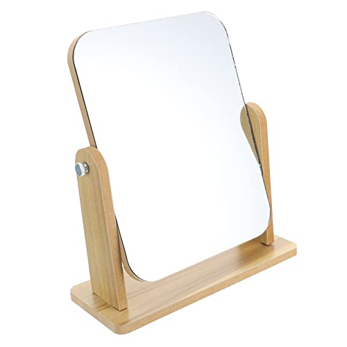 MAGICLULU Desktop-Kosmetikspiegel schminkspiegel rasierspiegel Spiegel mit Beleuchtung Tisch Kommoden Holzhalter Heimspiegel Schwenkspiegel hölzern mit Lichtern Holzspiegel Holzrahmen Reisen von MAGICLULU