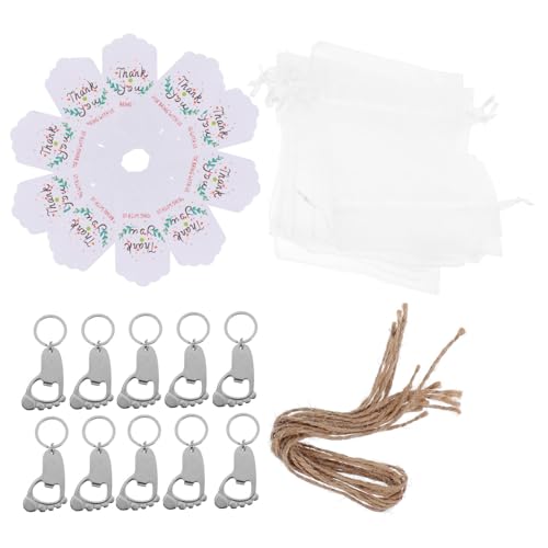 MAGICLULU Einzigartiger Schlüsselanhänger Mit Baby-fußabdruck Flaschenöffner 10 Sets Babyparty- Mit Tragbaren Aufbewahrungstaschen Und Seilen von MAGICLULU