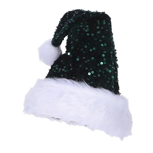 MAGICLULU Festliche Pailletten Nikolausmütze Unisex Warm Plüsch Doppel layer Weihnachtsmütze für Erwachsene Damen Herren Kuscheliges Cosplay Weihnachtskopfputz von MAGICLULU