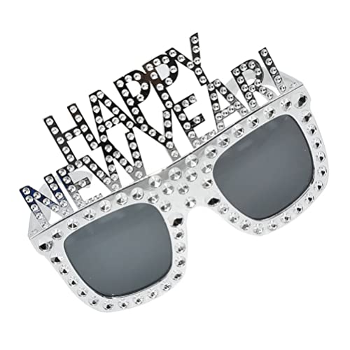 MAGICLULU Frohes Neues Jahr Lustige Brille Kunststoff-Neujahrsbrille Für Foto-Requisiten Neujahrsparty-Geschenke Silber von MAGICLULU
