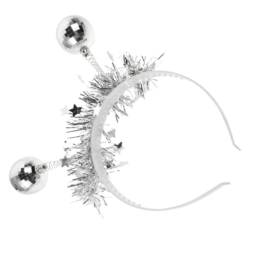 MAGICLULU Glitzer Disco Kugel Haarreif mit Spiegelkugel Cosplay Stirnband Party Zubehör für Halloween Mottoparty und Stilbewusste Partygäste Auffälliges Disco Accessoire von MAGICLULU