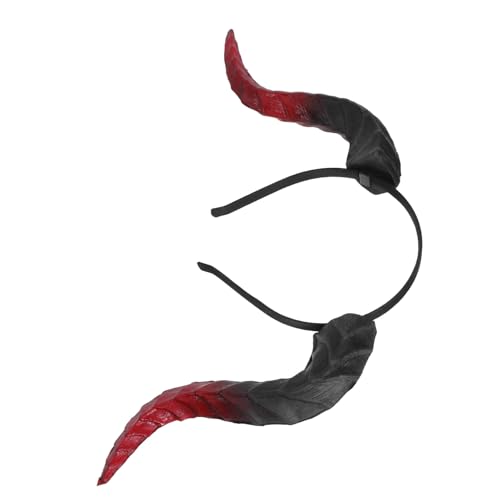 MAGICLULU Halloween Haarreif mit Abnehmbaren Schwarzen und Roten Kuhhörnern Leichtes Pu-Metall Stirnband für Karneval Maskerade Cosplay und Partyfestlichkeiten von MAGICLULU