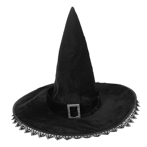 MAGICLULU Halloween Hexenhut Kostümgirlande Konische Halloween Hüte Kessel Neonmaske Partyhut Tragbarer Hexenhut Korb Lametta Umhang Hexendekor Cosplay Hut Vliesstoff Schwarz von MAGICLULU