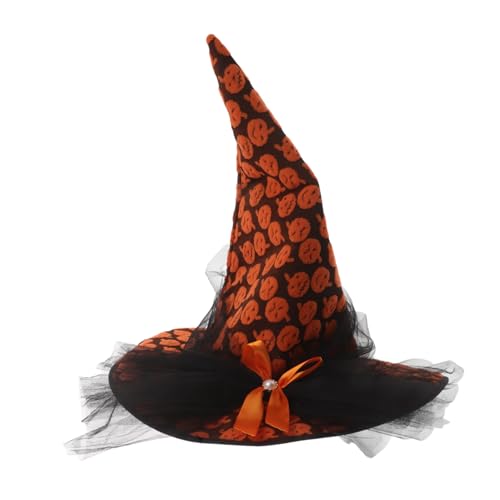 MAGICLULU Halloween Hexenhut mit Netz und Schleife Spinnennetz-design Atmungsaktiver Leichter Hexenhut für Damen und Halloween Kostüm Zubehör für Party Karneval und Cosplay von MAGICLULU