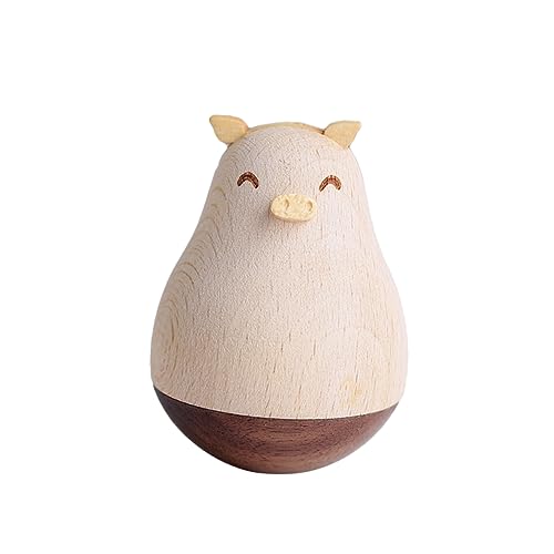 MAGICLULU Handgefertigte Holzfigur Schwein Tumbler Cartoon Tierdeko Desktop Ornament Glücksbringer Niedlich Detailreich MAGICLULU Handgefertigte Holzfigur Schwein Tumbler Cartoon Tierdeko Desktop Ornament Glücksbringer Niedlich Detailreich von MAGICLULU