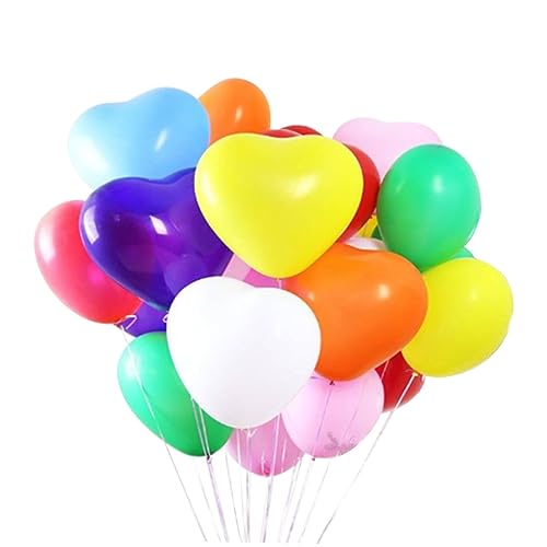 MAGICLULU Herzform Latexballons Bunte Gummiballons Für Partys Geburtstagsfeiern Und Hochzeiten Hochwertige Dekorationen Mit Gewicht von MAGICLULU