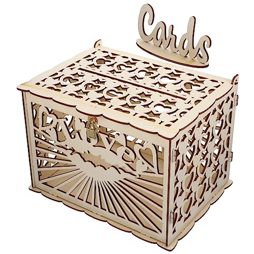 MAGICLULU Hochzeitskartenbox aus Holz mit Hohlschnitt Design Große Geschenkbox für Brautpaare Vielseitige Aufbewahrung für Karten Umschläge und Kleine Wiederverwendbar und Dekorativ MAGICLULU Hochzeitskartenbox aus Holz mit Hohlschnitt Design Große Geschenkbox für Brautpaare Vielseitige Aufbewahrung für Karten Umschläge und Kleine Wiederverwendbar und Dekorativ von MAGICLULU